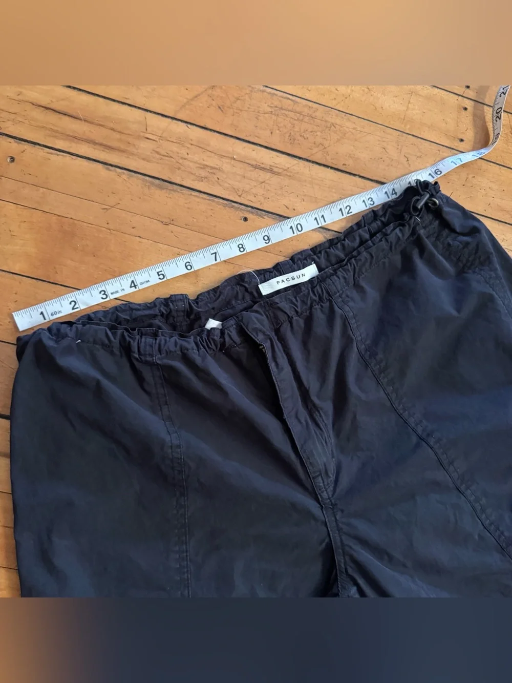 PacSun Black Parachute-Style Pants black open sides with tie size medium - Picture 8 of 8